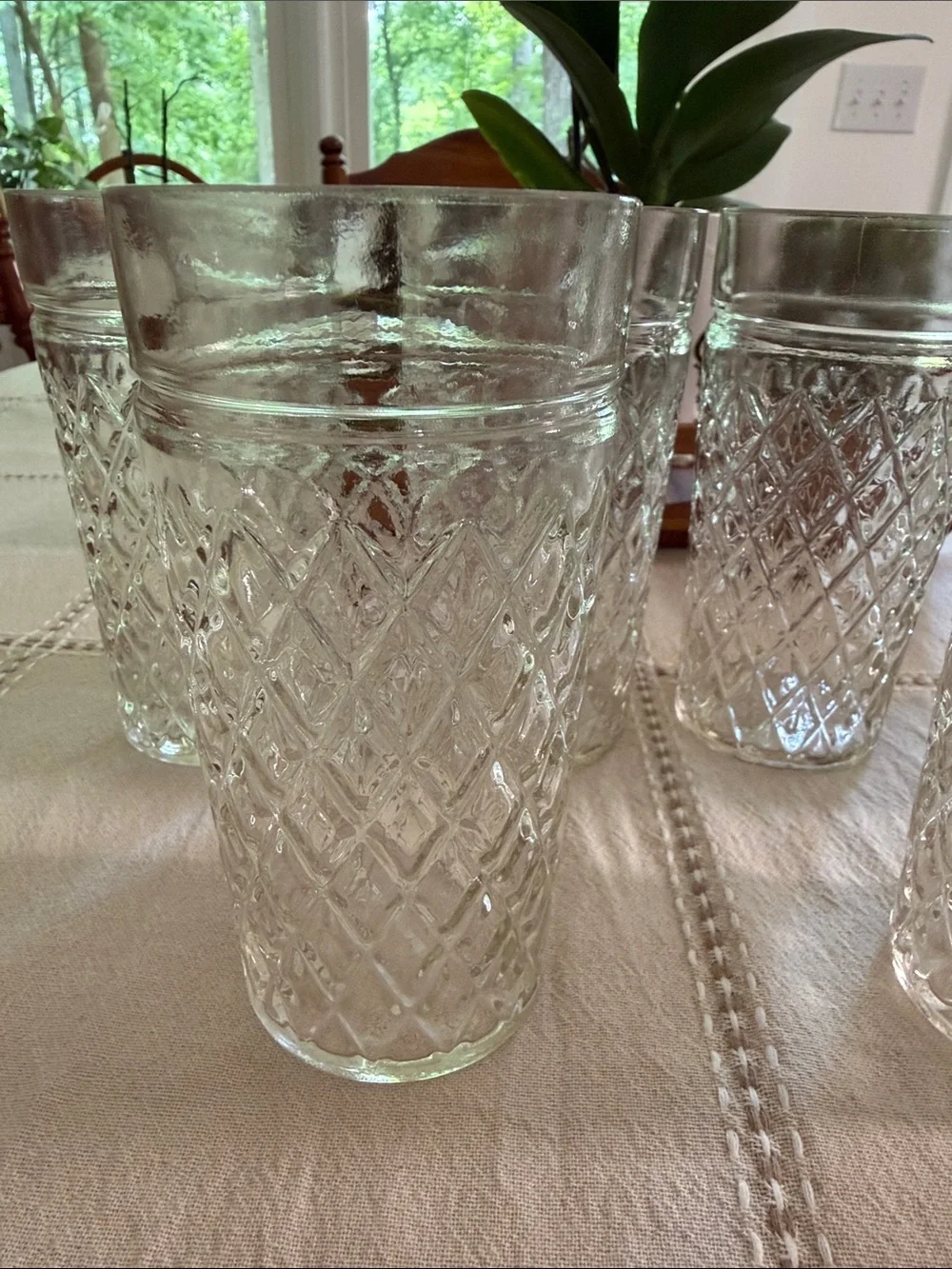 Anchor Hocking Clear Diamond-Pattern Glass Tumbler Set